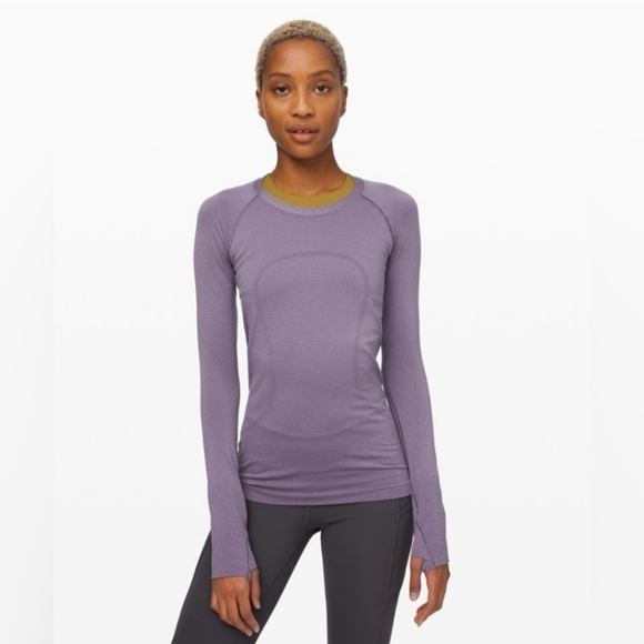 lululemon athletica Tops - Lululemon Swiftly Speed LS Shine purple silver Size 6 Running Workout Athletic